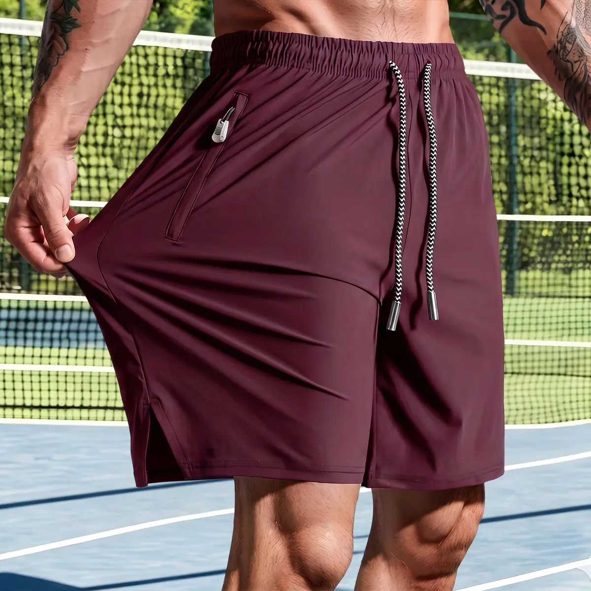 Men's Summer Solid-Color Active Shorts - 5-in Zipper Pockets, Breathable, Quick-Drying, Skin-Friendly Fabric, Regular Fit, Suitable for Casual Vacations, Outdoor Sports, Hiking, Male, Made From Skin-Friendly Fabric, 5-Inch Zippered Pockets, Multi-Size, Zi