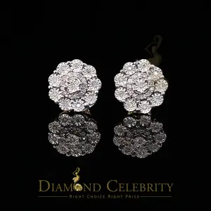Diamond Celebrity's 0.25ct Diamond 925 Sterling Silver Yellow Floral Earrings For Men's & Women's