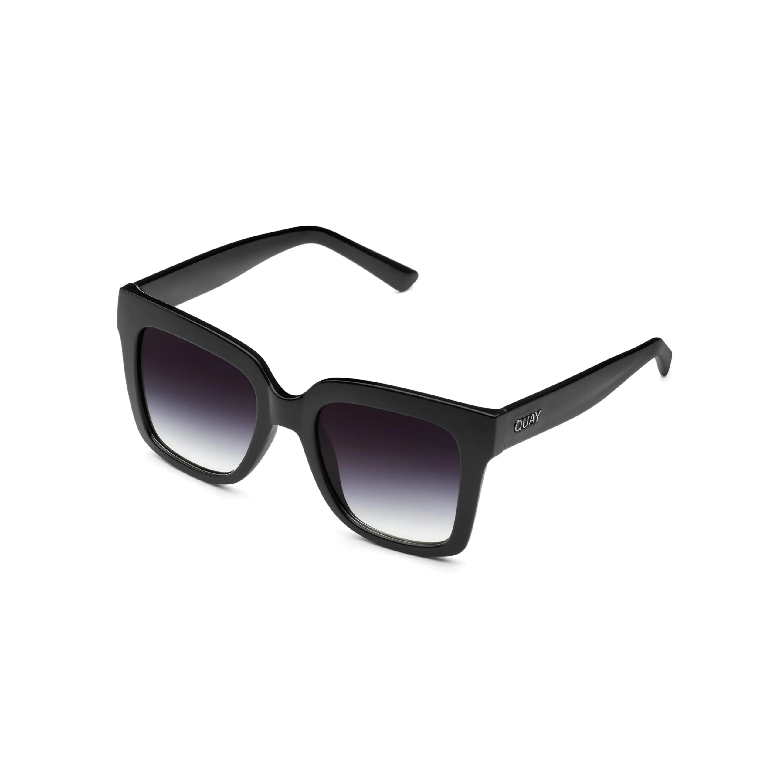 QUAY AUSTRALIA Icy Women's Oversized Square Sunglasses - Black Polycarbonate Statement Frame, Fade Lenses, Full Rim Design, Reinforced Temples, 145mm, Black Women's Sunglasses, Stylish Accessories for Bold Look & All-Day Wear