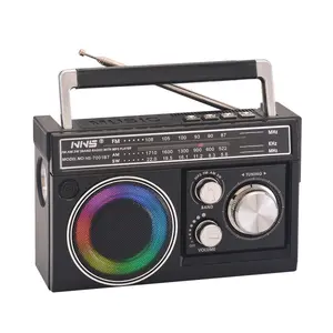 Multifunctional portable radio with Bluetooth 5.1 speaker, AM/FM/SW shortwave reception, rechargeable solar charging, USB TF card, TWS stereo sound, LED ambient lights, compact retro radio for indoor and outdoor entertainment,gift for Father's Day