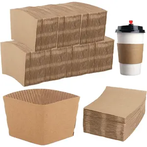 200 Packs  Paper Coffee Cup Sleeves, Disposable Corrugated Hot Drink Holder, Fits 12oz-24oz Cups, Insulated Coffee Sleeve Bulk, Hot Beverage Hand Protector,  Paper Cup Sleeve