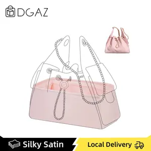 DGAZ Silk Fabric Multi-Pocket Mini Bag Organizer Insert - Unisex, Lightweight Space Saver, Convenient Cosmetics Storage, Silky Smooth Shaper, Tote Compatible, All Seasons Use, For Chanel 25 Handbags & Totes