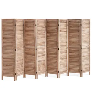 【DealsForYouDays】VEVOR Wood Room Divider, 8 Panel Wood Folding Privacy Screen, 66.9 Inches Tall Indoor Louvered Partition Divider, Portable Decoration Screen, for Room Separation, Home, Office, Restaurant & Bedroom