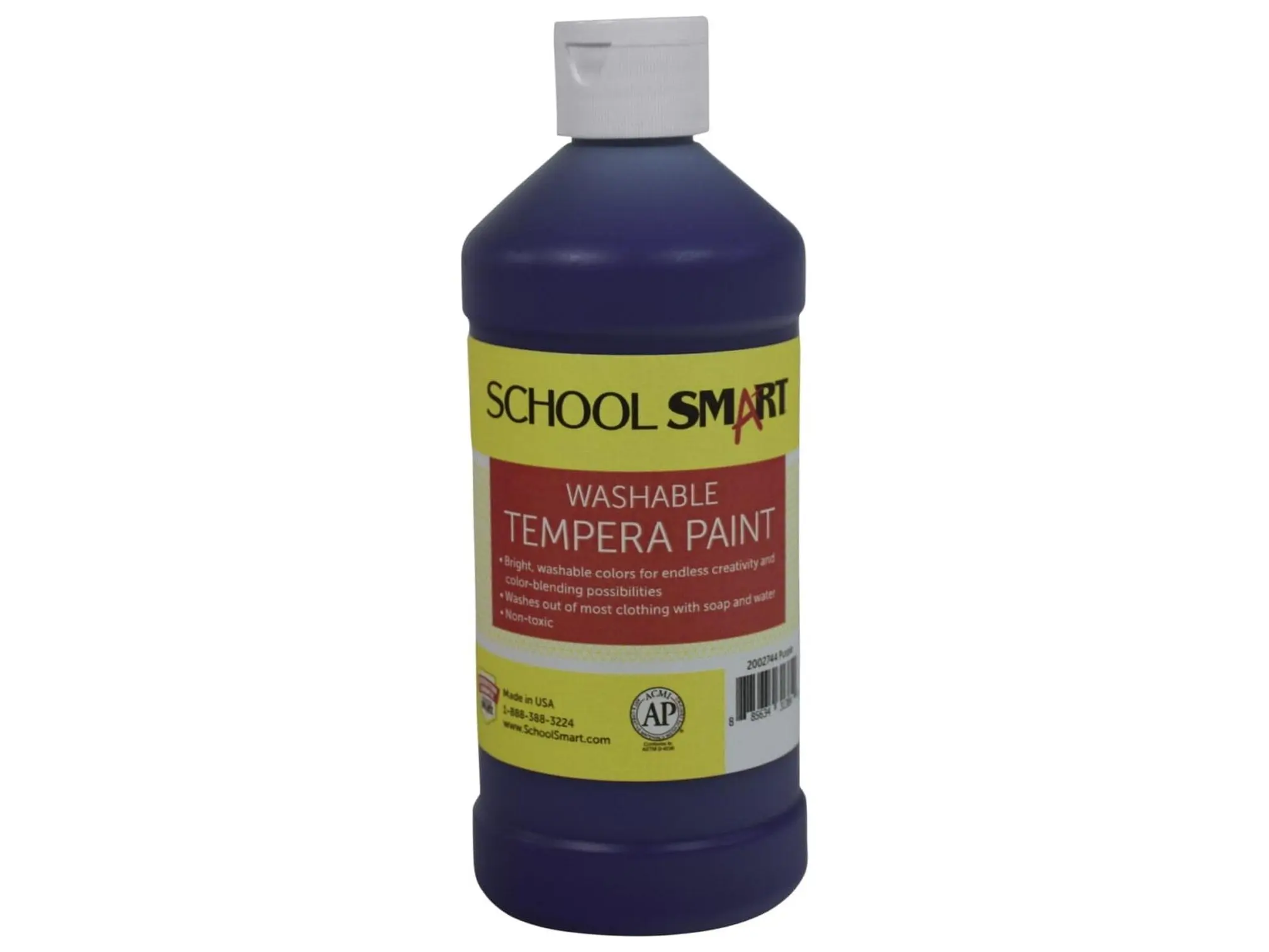 School Smart 2002744 1 Pint Washable Tempera Paint, Purple