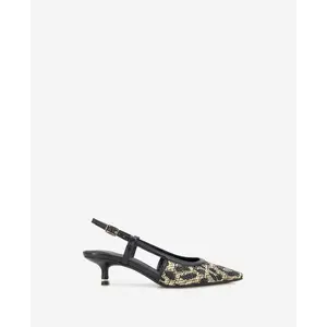 Martha Leopard Raffia Kitten Heel Slingback