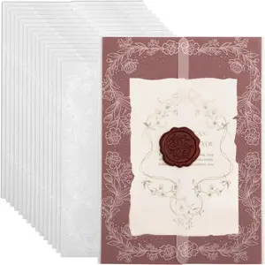 Floral Vellum Jackets for 5x7 Invitations, 50 Pack Prefolded Botanical Invitation Wraps & Sleeves, Vine Arch Design for Wedding, Baby Shower, Birthday