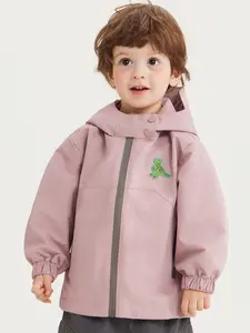 CICIIBEAR Toddler Windproof Hoodie, Boys & Girls Spring-Autumn Waterproof Zipper Jacket with Cartoon Dinosaur Print, Comfortable Versatile Kids' Outfit (Grey)