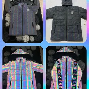 RTR Black Reflective Puffer Jacket with Hood and Zipper Closure for Cold Weather