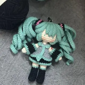 Originality Diy Cartoon Hand-Made Weave Homemade Hatsune Miku Keychain Doll Stuffed Toy Pendant For Girlfriend Kids Gifts