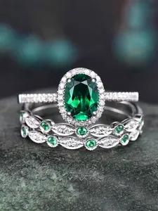 3 Pcs/Set Romantic Cubic Zirconia Ring Fashion Engagement Rings For Women For Valentine's Day Gift Wedding Engagement Anniversary Party Jewelry