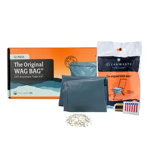 Cleanwaste Original WAG Bag Toilet Kit (12-Pack) – Portable Bathroom for Camping, Hiking, Travel, Emergency Use – With NASA Poo Powder, Toilet Paper & Wipe – Odor Control, Leakproof, Eco-Friendly Wast