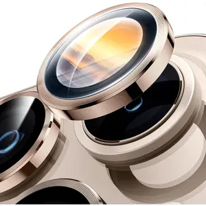 for iPhone 16 Pro / 16 Pro Max Camera Lens Protector - Case-Friendly, Tempered Glass Screen Protector, Anti-Scratch, Space Titanium Military-Grade Drop Protection, Desert Titanium