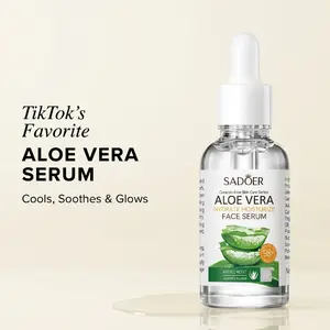 SADOER Aloe Vera Hyaluronic Acid Hydrating Face Serum Skincare 30ml Lightweight Moisturizing Skin Essence, Soothing Cooling Gel For Daily Dry Skin Care, Radiant Smooth Complexion Dewy Glow Makeup Base