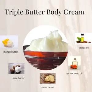8 oz Triple Butter Body Cream Oatmeal and Honey with Shea Mango Cocoa Apricot Seed Jojoba Oils Paraben Free