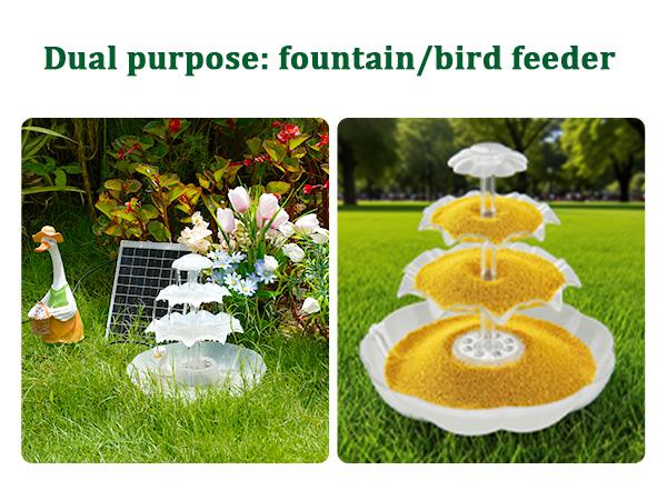 AISITIN 6.5W Solar Bird Bath Fountain with 3 Tiered Bird Bath Upgraded 2026, DIY Detachable Solar Water Fountain Pump with Fixed Equipment, 7 LED Lights for Garden Decoration, Outdoor Bird Feeder and Waterfall