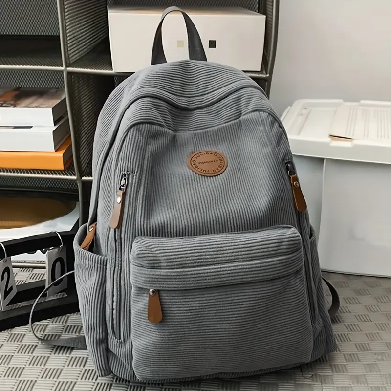 Women'S Corduroy Backpack - Large Capacity Multi-Pocket Casual Daypack with Adjustable Straps, Lightweight Travel & Commuter Bag for College, Work, or Outdoor Adventures, Backpack for Travel, Work Bag, Stylish Backpack