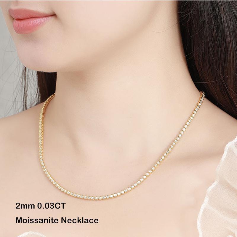 EWYA Sparkling 2/3mm Full Moissanite Tennis Bracelet for Women Party S925 Silver Plated 18K Pass Diamond Test Bezel Bracelets