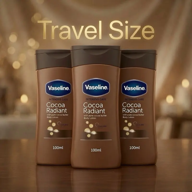 Vaseline Intensive Care Coco Radiant Body Lotion, Moisturizer with Pure Cocoa Butter for Smooth, Glowing Skin, For Dry & Sensitive Skin - 100ml, Pack of 3