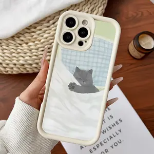Compatible for iPhone11/12/13/14/15/16/17/promax/x/xs/xr/xsmax Case Cozy Napping Gray Cat Soft TPU Shockproof Protective CASE