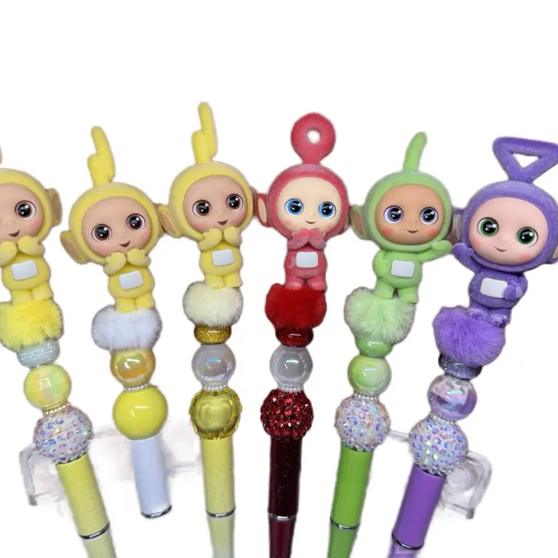 Teletubbies Beaded Pens with Colorful Silicone Focal Beads, Eye-Catching Design, Unique and Trendy Stationery Item