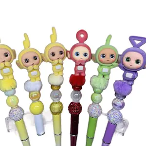 Teletubbies Beaded Pens with Colorful Silicone Focal Beads, Eye-Catching Design, Unique and Trendy Stationery Item