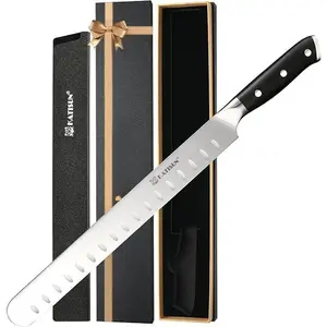Brisket , 12 Inch Carving & Slicing  for Meat , BBQ, Razor   Steel, Sheath Included,  Handle Design, Grilling Gifts for Men