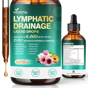 21-in-1 Lymphatic Drainage Drops for Liposomal, 6000mg Immune & Lymph System Support Supplement for Women & Men with Echinacea, Dandelion, Burdock, Bromelain, Calendula, Turmeric & More, 2 FL OZ