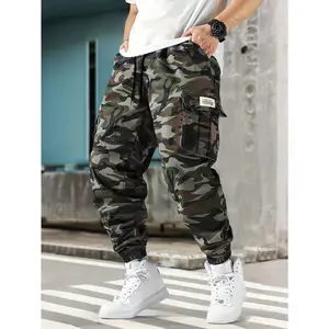 Men's Plus Size Camo Cargo Pants, Heavy-Duty Multi-Pocket Outdoor Trousers, Vintage Camouflage Print, Lightweight Breathable, Regular Fit Tapered for Hunting & Casual Wear, US Direct Shipping