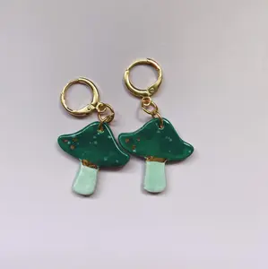 Toadstool mushroom handmade ceramic earrings