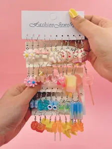 Cute Colorful Resin Earrings, Fashion Jewelry for Party, Daily Clothing Decor, Trendy All-match & Exquisite Jewelry for Birthday Gift