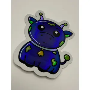 Holographic Space Cow Sticker Holographic Space Cow Sticker