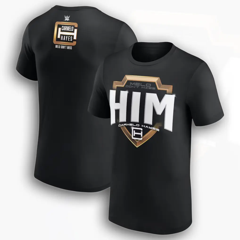 Carmelo Hayes HIM Logo T-Shirt, Men's Black Wrestling Graphic Tee, Modern Fan Apparel, Unisex Limited Edition Style Shirt