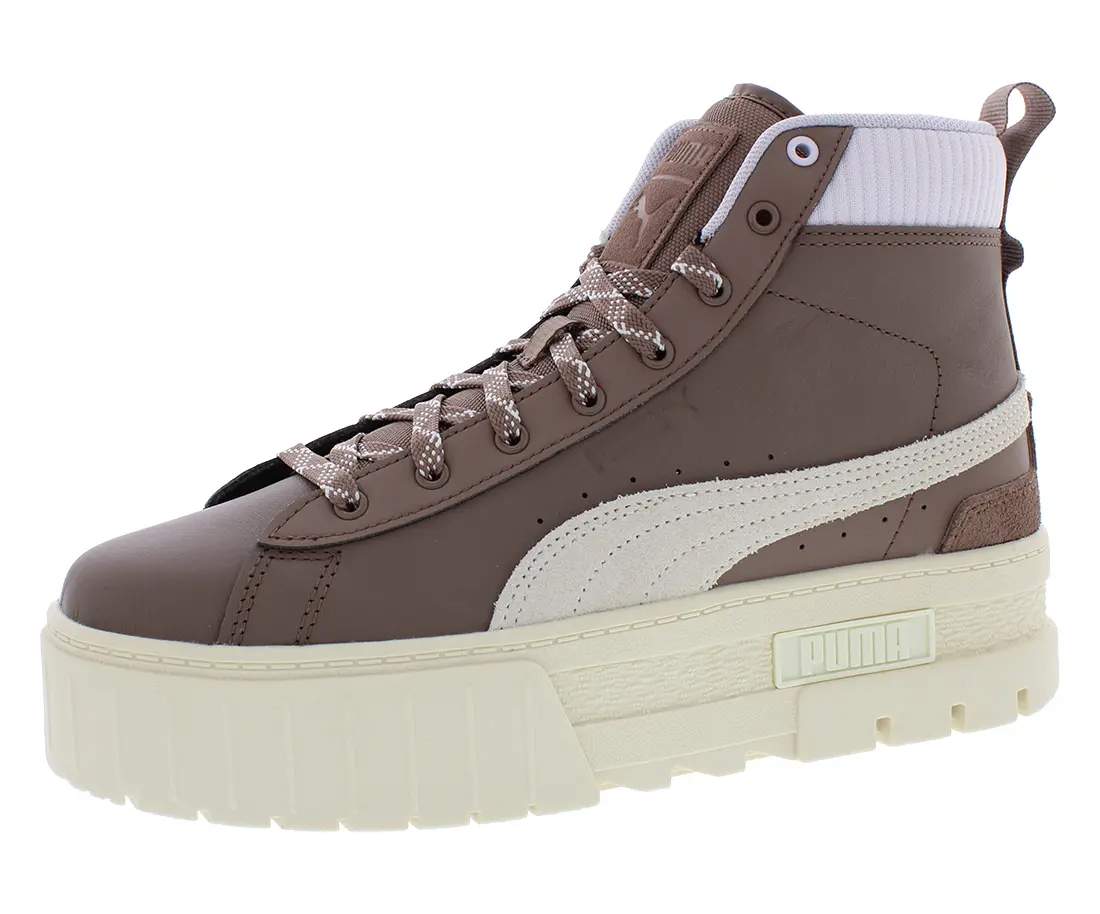 Puma Women's Mayze Mid Gentle Mid-Top Leather Sneaker with a Chunky Platform Sole for Casual Athletic Style