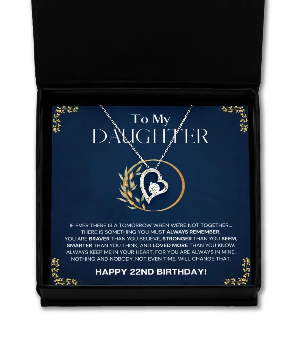 22nd Birthday Gift For Daughter, Solitaire Crystal Necklace, 22nd Birthday Gift From Mom, Dad, Happy 22nd Birthday Daughter