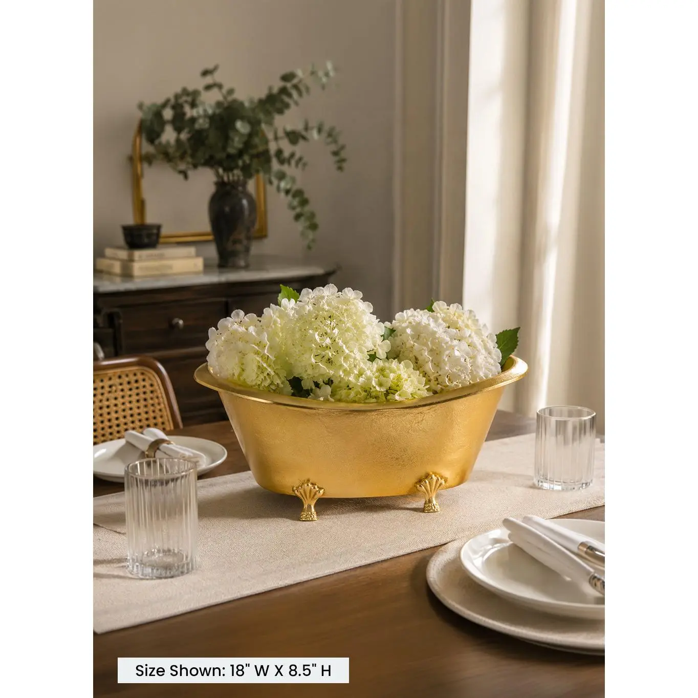 Maison Gold Clawfoot Mini Bathtub, 18" Long, 12" Wide & 8.5" Tall