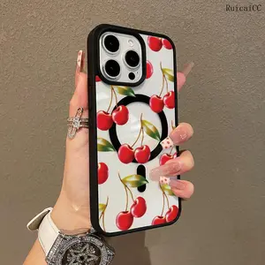 Multi-Functional Magnetic Case for iPhone11/12/13/14/15/16/promax Sweet cherry motif MagSafe Ready, Anti-Fall,Ultra-Thin Design |   Perfect for Everyday Use