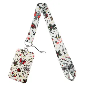 Story-themed mobile phone lanyard card holder keychain, bus card, student card, work ID card, sliding cover hard shell lanyard card holder keychain