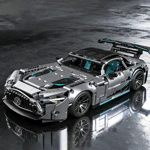 1402+pcs Silver Color Race Car Building Blocks Set, DIY Vehicle Model Kit, Desktop Decoration, Adult Birthday Gift, Christmas Present