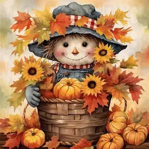 Large Size Autumn Harvest Haystack Pattern 5D DIY Diamond Painting Kit, Full Round Acrylic Gems, Beginner Friendly Wall Art Decor