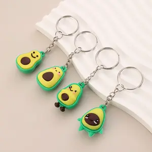4/8Pcs Simulation Fruit PVC Avocado Keychain Key Ring Keychain Cartoon Pendant Homecoming Bag Key Accessories Small Gifts