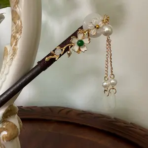 Handmade Wooden Hair Stick with Long Tassels - Hair Pin for Women, Fashion Hair Accessory