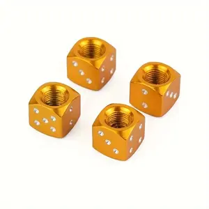 4pcs Bicycle Dice Valve Caps, High Quality Tire Air Valve Stem Caps, Car Trunk Mountain Road Bike Bicycle Wheel Rims Accessories, Road Cycling Gear