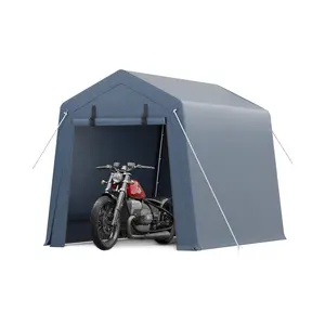 Heavy Duty Waterproof Outdoor Storage Canopy Canopy  Multi-Functional Shelter for Motorcycle, Bike, Firewood, Garden Tools – 6x8FT – Portable Carport Tent with Roll-Up Ventilated Zipper Door & Windows