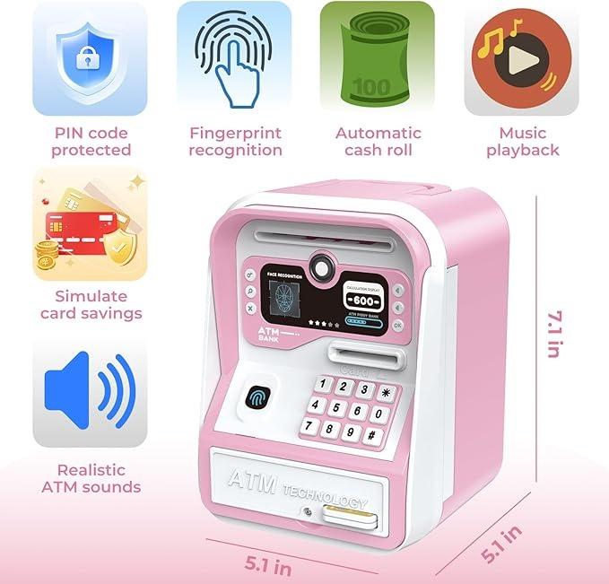 2026 New Electronic Code Lock Piggy Bank for Kids - Password-Protected, Auto Grab Bill Slot, Large Capacity Money Saving Box Fits All US Coins, Home Supplies Birthday Gift, Code Lock Piggy Banks