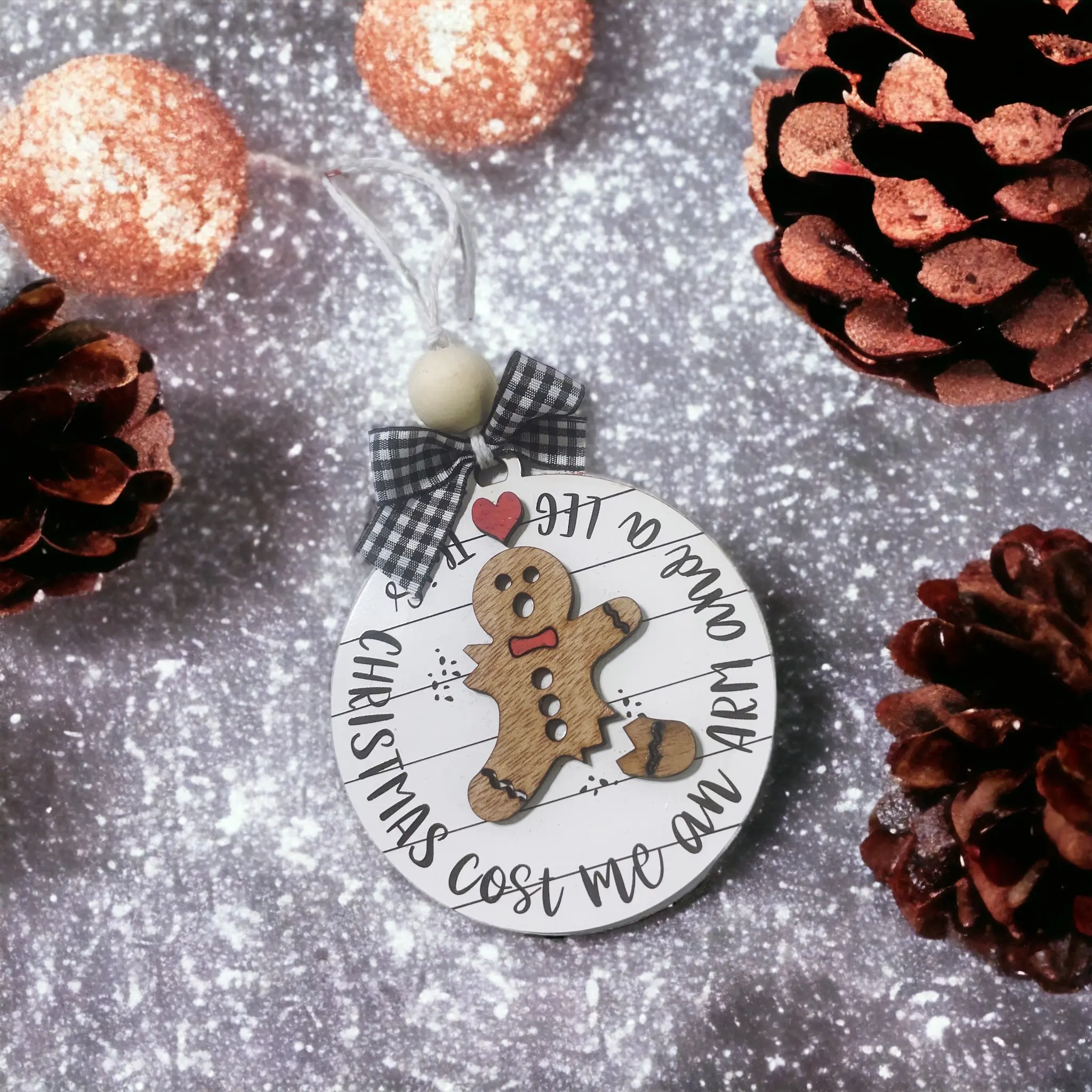 JCKC Design Co Christmas In July - Gingerbread Man Ornament - This Christmas Cost Me an Arm and a Leg Gingerbread Humorous Ornament, Funny Ornament Gift for Christmas
