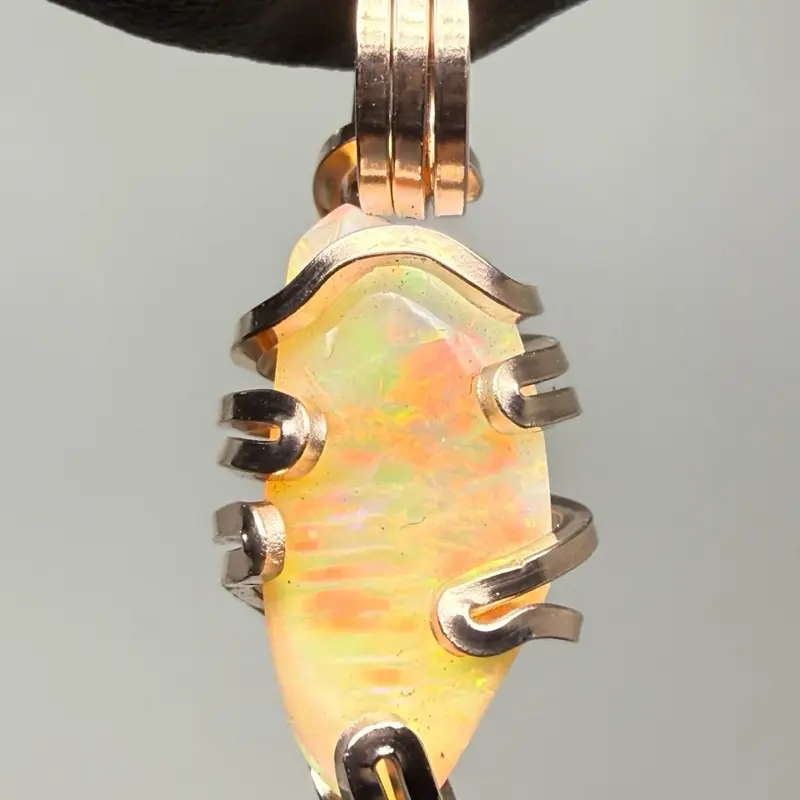 Superb Ethiopian Opal Rose Gold Filled PENDANT Unique Artisan Crafted Design 14/20 rose gold-filled tarnish resistant