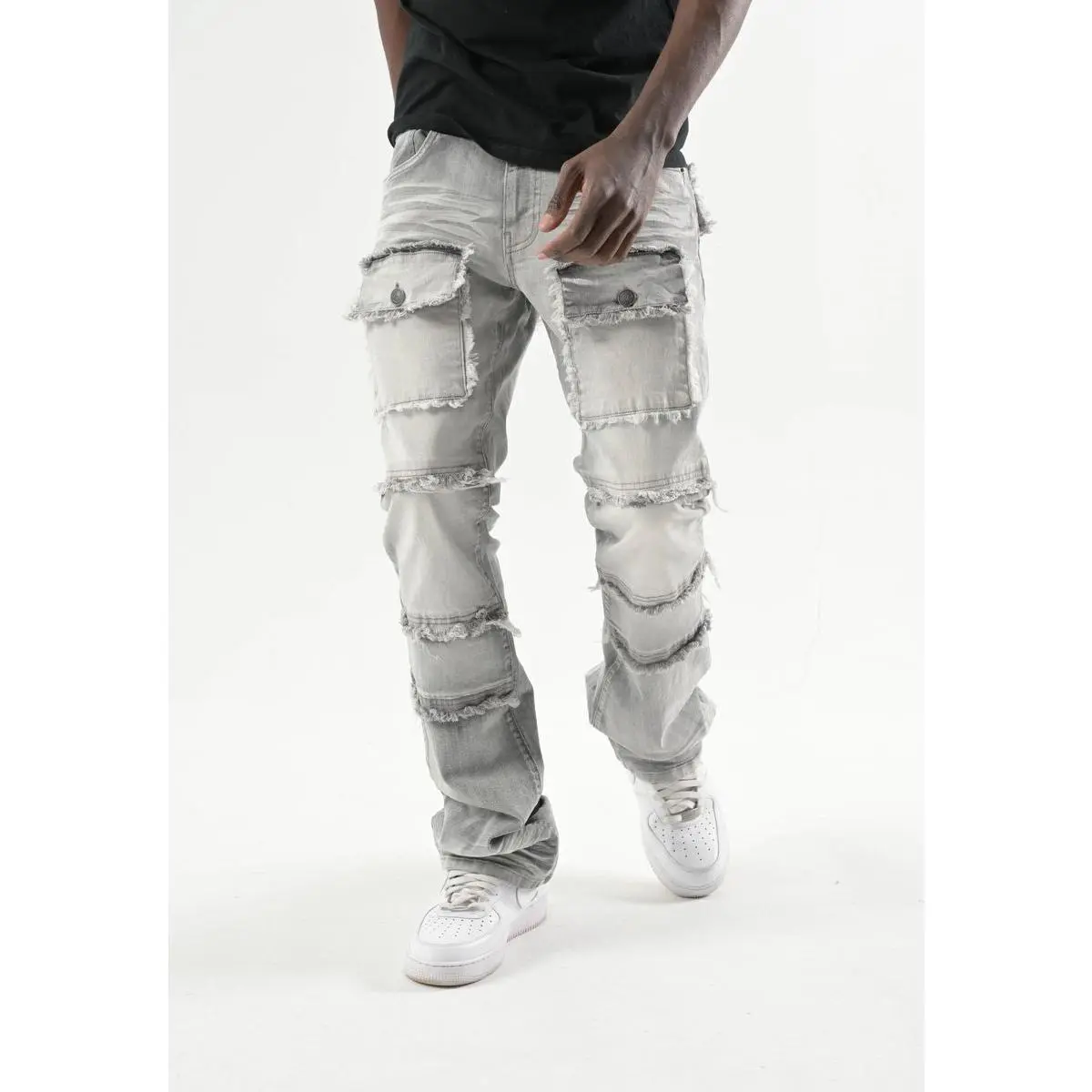 SPARK MEN'S STCKED JEANS MULTI POCKETS S3020P GRAY