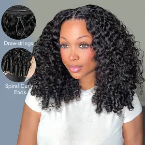 [New In] Wiggins Hair Burmese Curly Half Wig with Drawstring Spiral End Beginners Friendly Glueless Wigs Human Hair