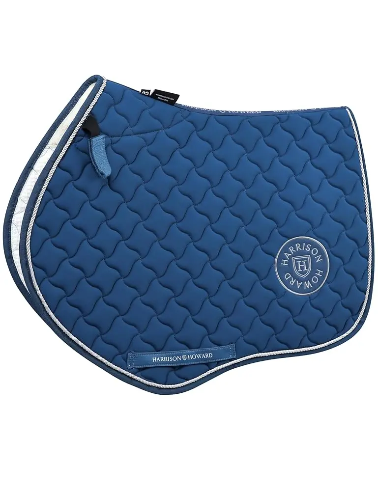 Harrison Howard English Close Contact Horse Saddle Pad - Non-Slip, Moisture-Wicking, Shock-Absorbing, Anti-Static Treatment, Evenly Distributes Pressure, Minimizes Injury Risks, Metal Logo Detailing for Everyday Rides