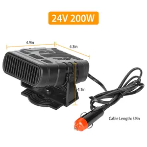 24V 200W or 12V 120W Portable Car Heater and Fan 2-in-1 Defroster, Demister, Windshield Heater, and Car Cooling Fan